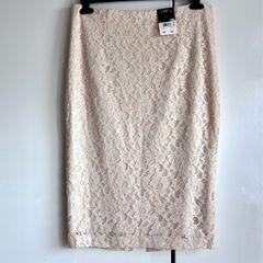 F&F Cream Lace Pencil Skirt UK 14 | Knee Length | New With Tags