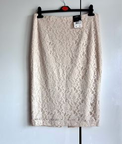 F&F Cream Lace Pencil Skirt UK 14 | Knee Length | New With Tags