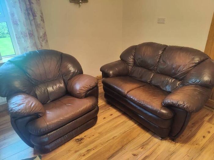 Two seater couch & recliner armchair
