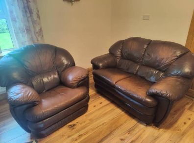 Two seater couch & recliner armchair