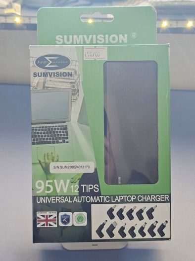 2026 Automatic Sumvision 95W Universal 95W Power Adapter With 12Tips DC (Updated S.tyle) / Charger for Laptops.
