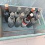 Vintage wood box, Portugal with 8 bottles with content, for display only Image 5