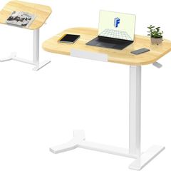 H5 Side Table, Flexible Laptop and Bed Table with Tiltable Desktop, Height Adjustable & Mobile, Ideal for Sofa, Bed & Reading Time (Maple)
