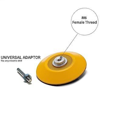 GLASS POLISH 12004 | Hook and Loop Backing Pad, Spindle Pad for Drill | Thread M6 with Universal Drill Attachment | 75 mm