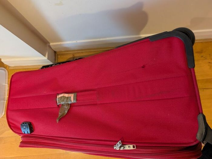 Set of 2 Rolling Luggage Bags- Roxy Duffel / Suitcase & Large Red Checked Bag