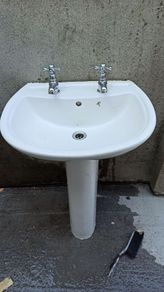 Sink, taps and matching pedestal
