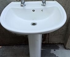Sink, taps and matching pedestal