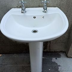 Sink, taps and matching pedestal