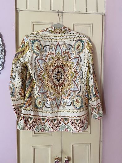 Gorgeous Zara Bloggers Viral Insta Famous Boho Ethnic Print Linen Blend Suit, Blazer and Trousers