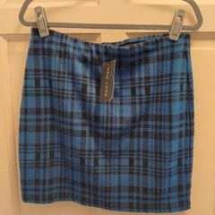blue check design skirt size 14 new