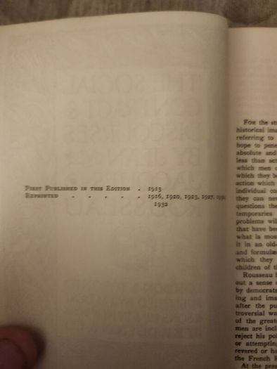 Rousseau's Social Contract, Etc. Translated By G.d.h. Cole, Fellow Of Magdalen College, Oxford. 1932 Hardback In Good Condition. See Photos For Same.