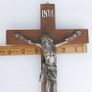 Vintage Wall Hanging Crucifix Wood Cross Heavy Metal Jesus length 12" Image 9
