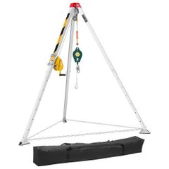 Heavy Duty Rescue Tripod Lifting Hoist 544 kg Winch, 1.25 m Adjustable Legs, 19.8 m Cable Portable Kit, 10 m Fall Protection, 1.34-2.15 m Working Height