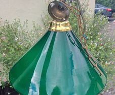 Green glass lampshades x2