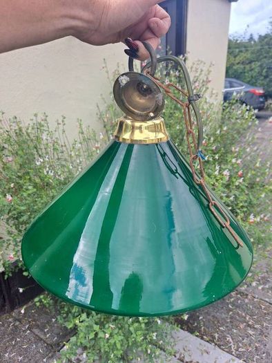 Green glass lampshades x2