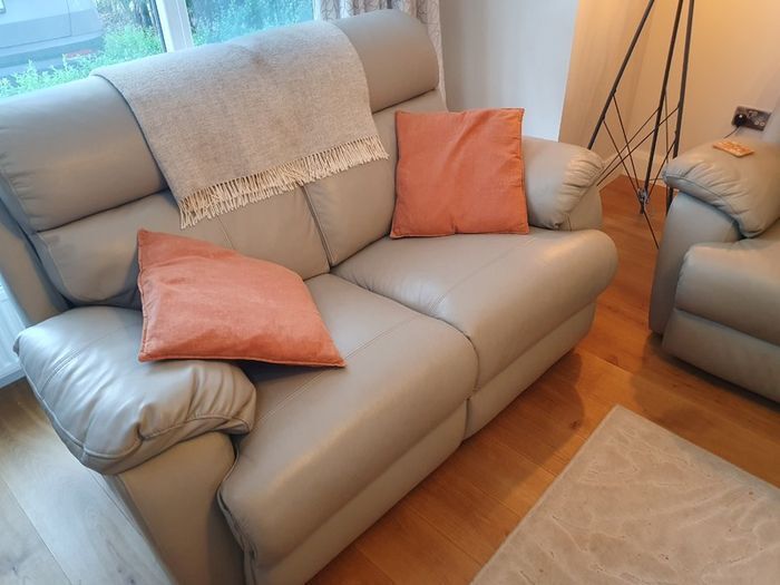 Two seater leather recliner