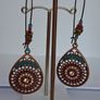 Antique Copper Filigree Iridescent Crystals & Turquoise Loop Hoop Earrings Image 3