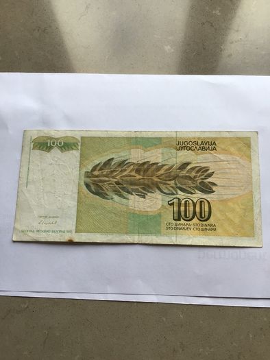 Yugoslavia Banknote 100 Dinara