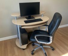 Compact Mobile Computer Desk with Keyboard Tray & Monitor Shelf