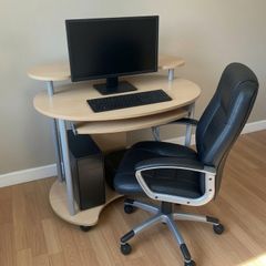 Compact Mobile Computer Desk with Keyboard Tray & Monitor Shelf