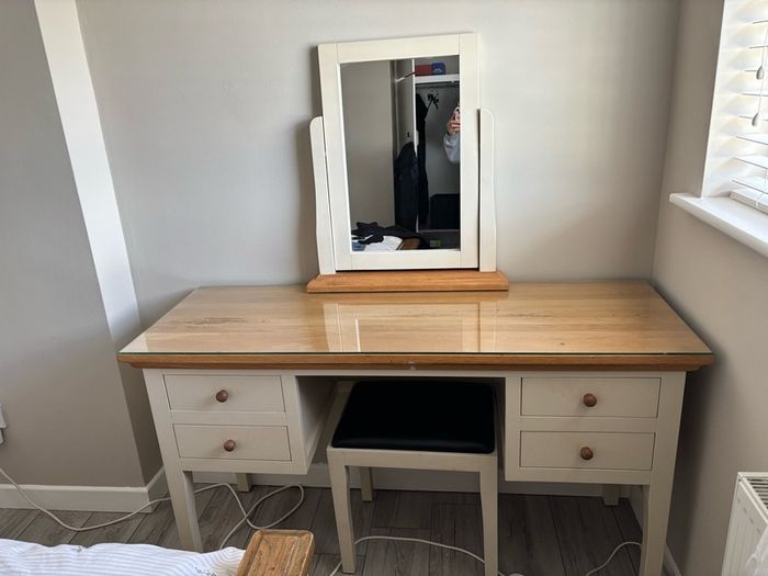 dressing table with mirror and stool