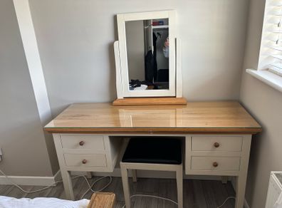 dressing table with mirror and stool