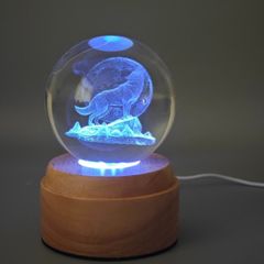 Wolf Rotating 3D Crystal Globe Light