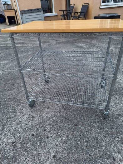 Large stainless steel kitchen trolley