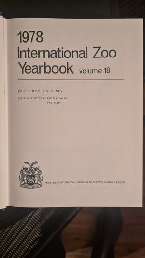 International Zoo Yearbook Volume 18. Edited By P. J. S. Olney. Published By The Zoological Society Of London. First Edition. Hardback With Dustjacket In Very Good Condition.