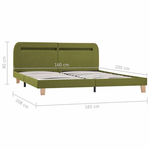 Bed Frame with LED Green Fabric 150x200 cm