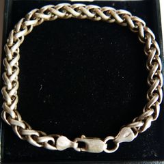 Vintage Sheffield Hallmarked Skillfully Crafted Decorative Twisting Weave Braided Link Heavy Sterling Silver Bracelet - length 8" - 22g