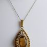 Vintage Citrine Paste Gold Plate Pendant Chain Necklace length 22" Image 4
