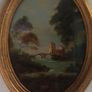 Pair Vintage Italian Oil Paintings in Oval Convex Glass Gilt Wood Frames. Image 7