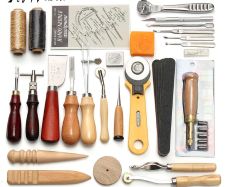 Professional 37Pcs Leather Craft Tools Kit Hand Sewing Stitching Punch Carving Work Saddle Leathercraft Accessories