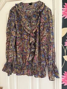 Paisley ruffled blouse. Size Large.