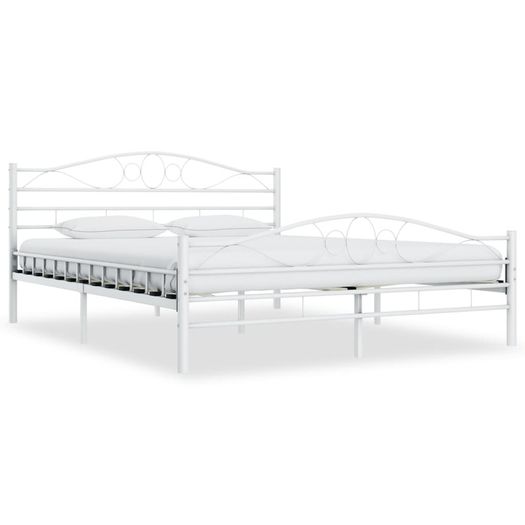 Bed Frame White Metal 180x200 cm