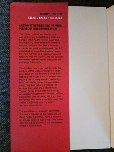 One Man's Terrorist/ A Political History of The IRA/ Daniel Finn / 2019/ 1st edition