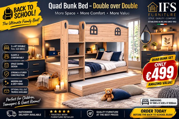Quad Bunk Bed | 2 x 4ft Double Beds ONLY 499