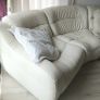 Off white ivory leather sofa & corner seat Image 5