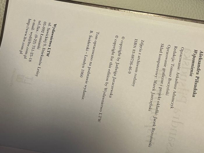 Aleksandra Pilsudska Wspomnienia Hardcover Book ksiazka