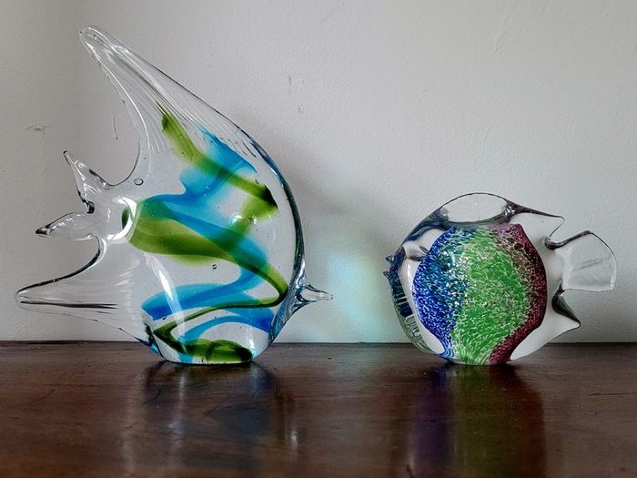 Vintage pair of murano style angel fish