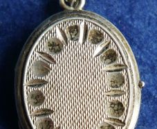 Antique Solid Silver 925 Locket Oval Stepped Pendant Necklace Picture Photo Vintage Jewelry 7,6g