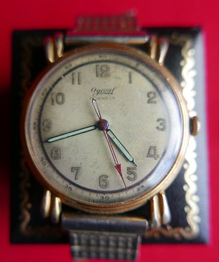 Vintage OGIVAL SWISS Made WW2 Era Watch, 17 Jewels, Rare Collectable Watch, Circa 1940's-Serviced-works well