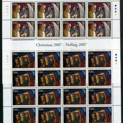 2007 Ireland Christmas Commemorative Stamp Sheetlets Plate 1B1B1B1B Mint Never Hinged (MNH)