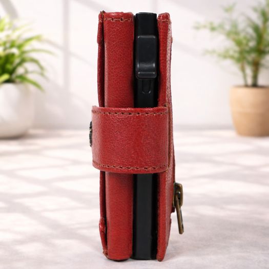 Genuine Leather Pop-Up Card Holder Wallet RFID Blocking Slim Credit Card Case