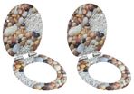 WC Toilet Seats 2 pcs with Soft Close Lids MDF Pebbles Design