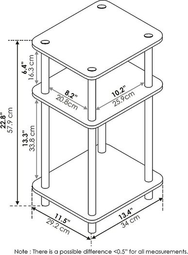 NEW SALE | 3-Tier Turn-N-Tube End Table, Side Table, Nightstand, Columbia Walnut/Black, 2-Pack