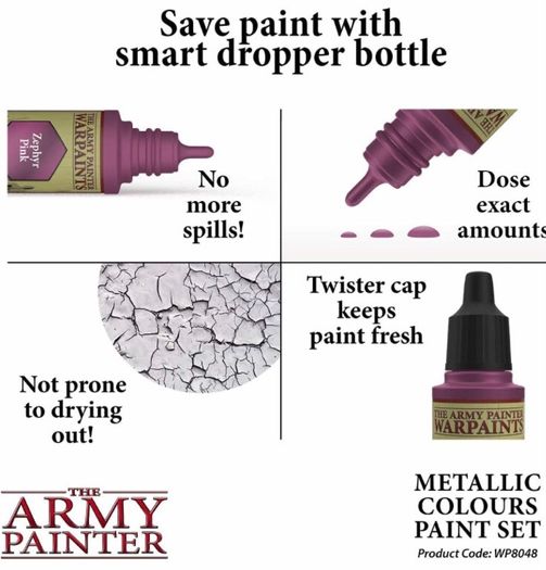 Metallic Colours Paint Set | 10 Acrylic Paints for Collectors in Wargames Miniature Model Painting