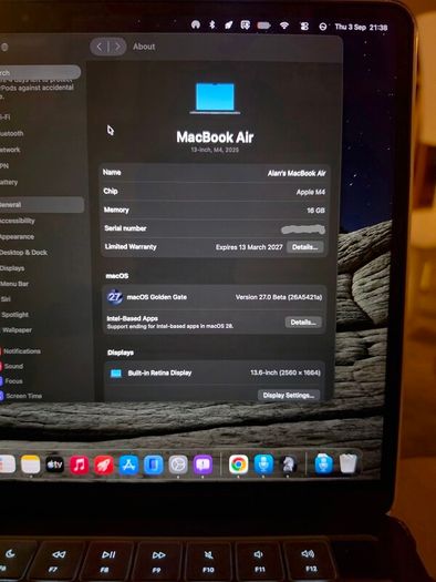 MacBook Air 13-inch M4, 16GB RAM , 256GB SSD Midnight Navy