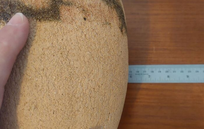 Fabulous Tall Hand-Built Studio Pottery Vase in a Textured Stoneware Clay with an Organic Asymmetric Shape, Hand Made, A Piece of Sculptural Art, But Unknown Maker